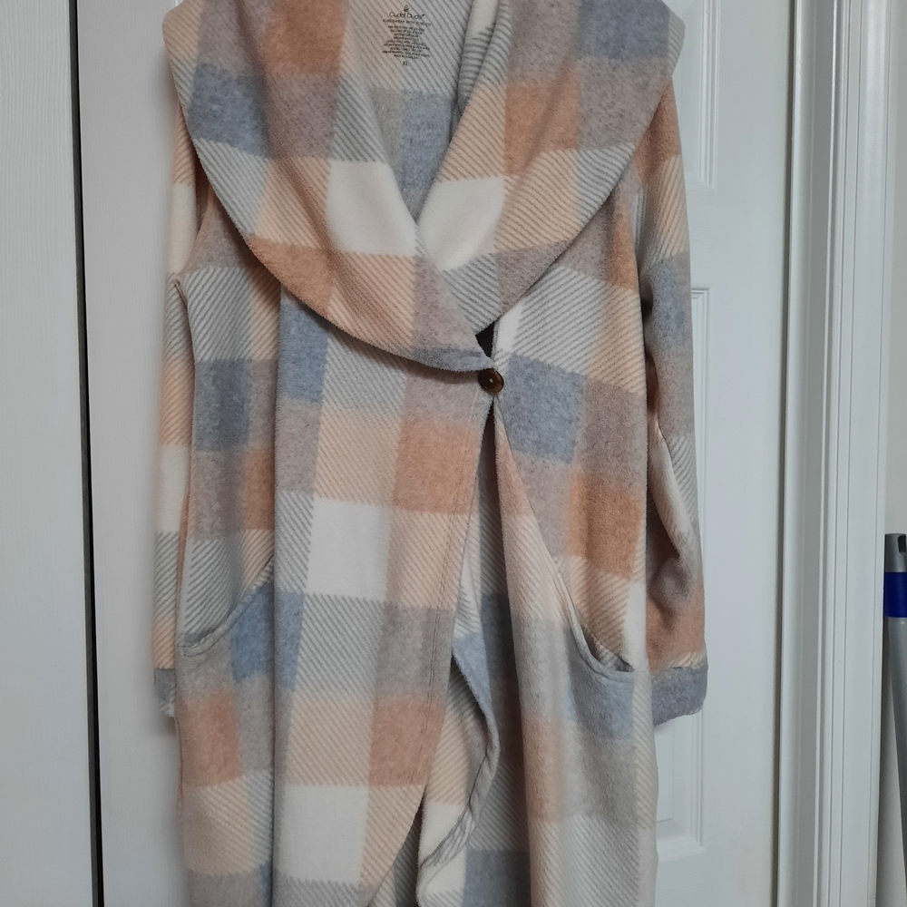 Cuddle Duds Plaid Hooded Coat with Button Closure